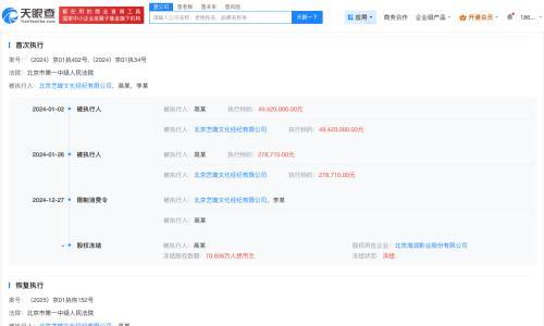 董璇名下公司被执行千万