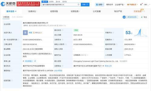 蔓味轻食关联公司成立不足2年