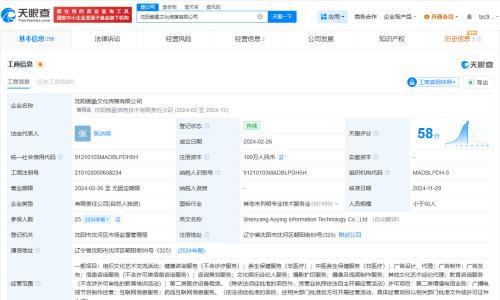 天眼查数据: 问题私域营销傲盈文化24年曾增资4900%