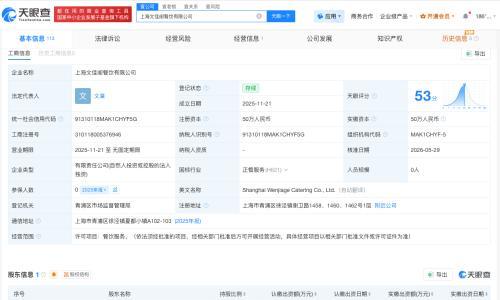 文章上海面馆法定代表人变更